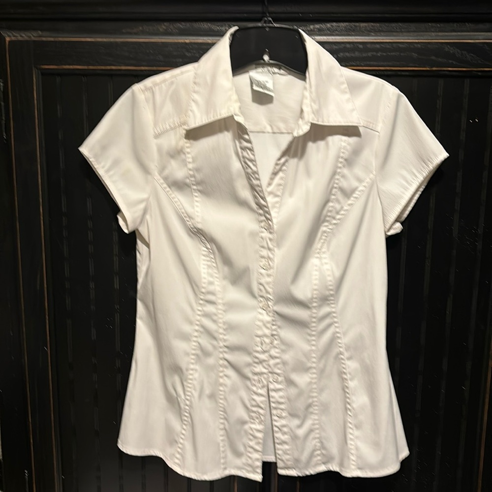 Polyester, Rayon and Spandex, White Princess Seamed Blouse, SZ Small. - Picture 1 of 3